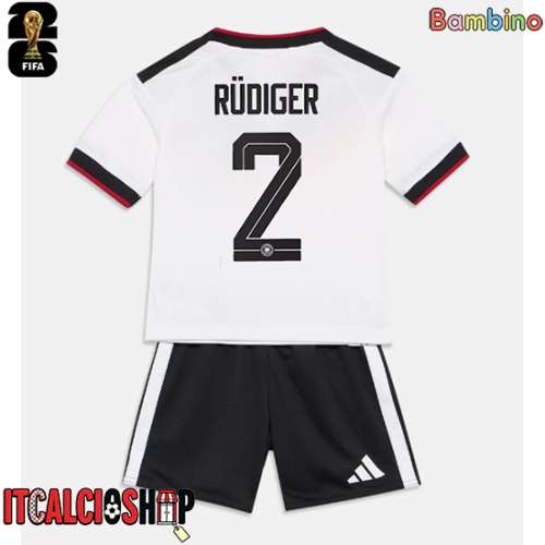 Germania Antonio Rudiger #2 Prima Maglia Bambino Mondiali 2026 Manica Corta (+ Pantaloni corti)